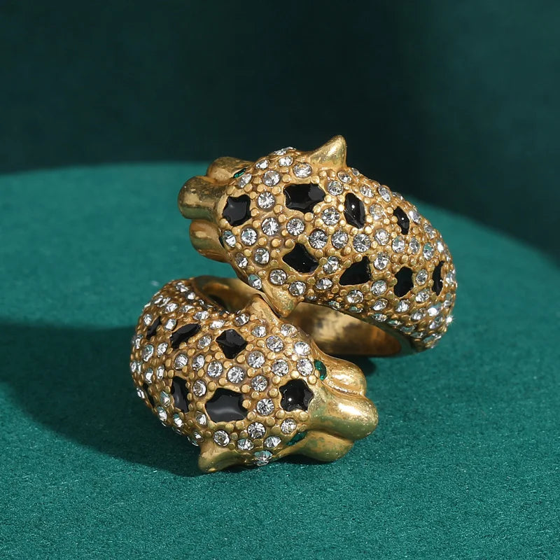 Anillo llamativo artístico de leopardo con circonita – imagen 2