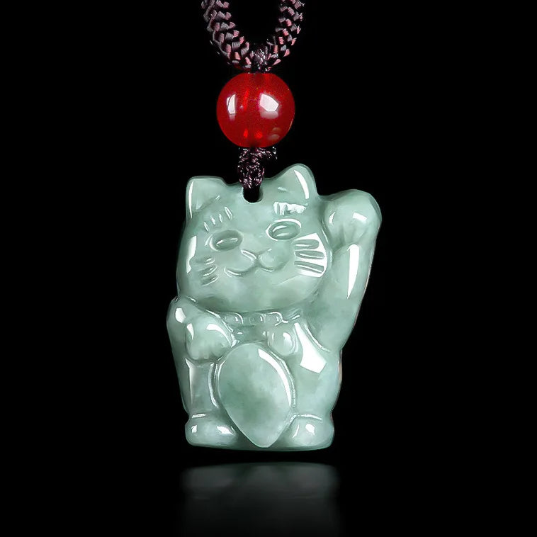 Collar de gato de jadeíta de Myanmar