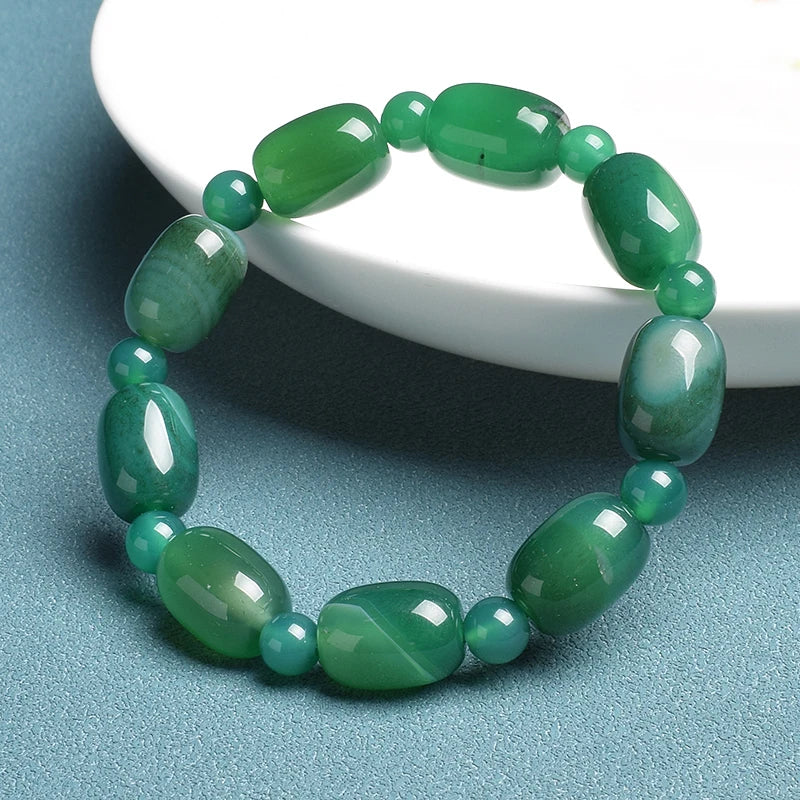 Pulsera de cuentas de jade en forma de barril