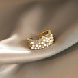 Anillo vintage ajustable de perla y circonita