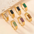 Anillos de oro elegantes con piedra preciosa rectangular