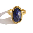 Anillo dorado ajustable con piedra Lapis Azul – imagen 4