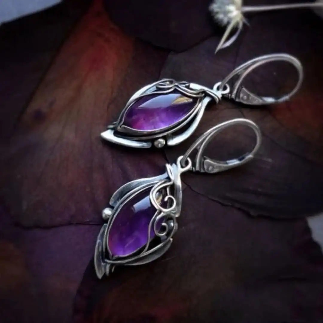 Pendientes clásicos de plata marquise con forma de vid