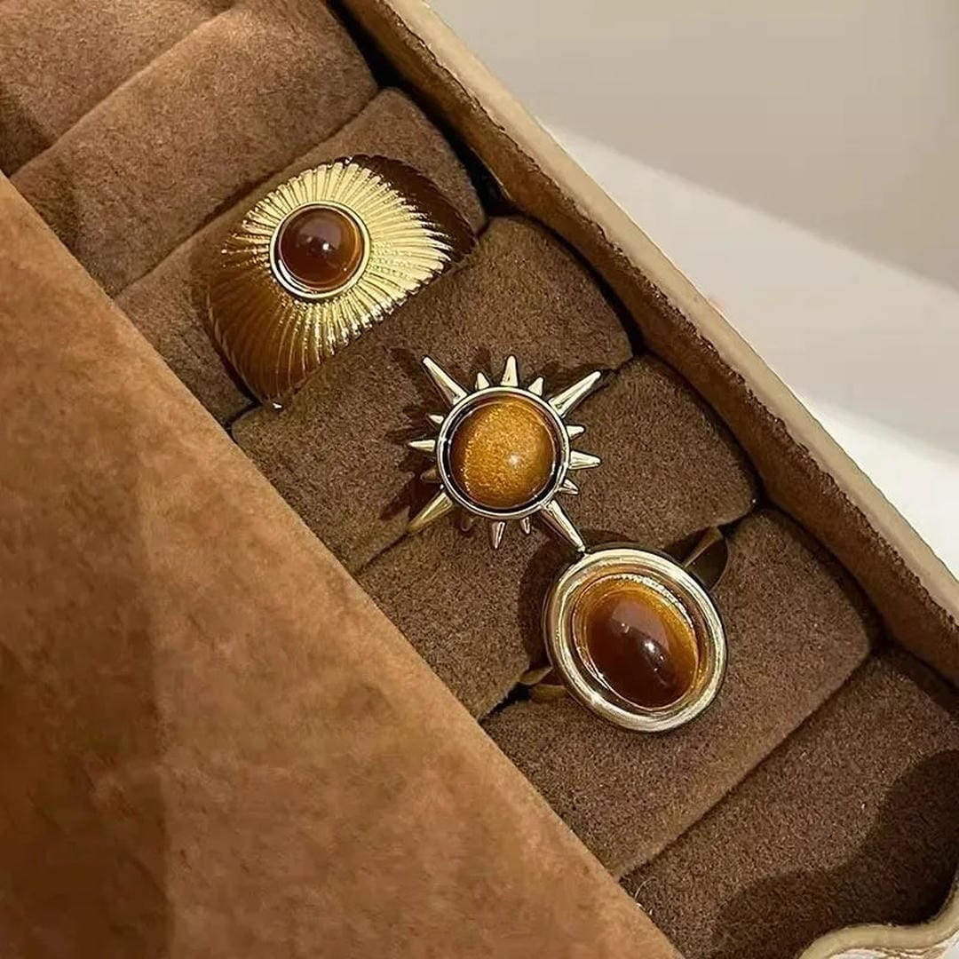 Conjunto de tres anillos dorados Solar — Carmen, Lucía & Rocío