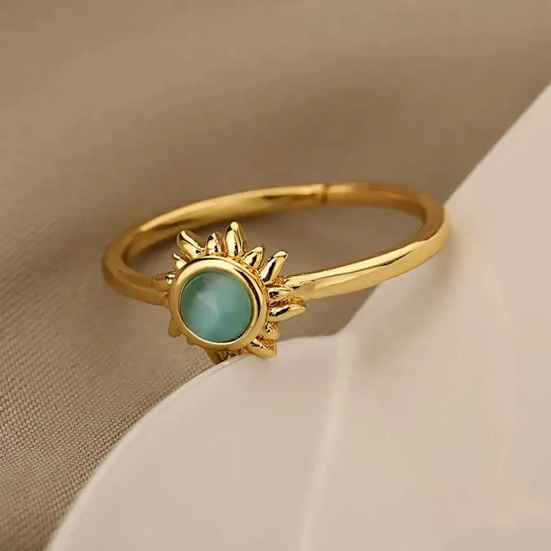 Anillos de ópalo con sol en oro y plata – imagen 3
