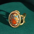 Anillo náutico radiante de turquesa y oro – imagen 2