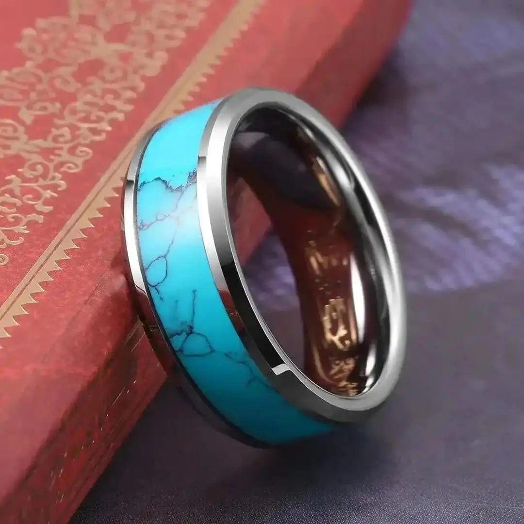 Anillo de turquesa con incrustación de plata – imagen 2