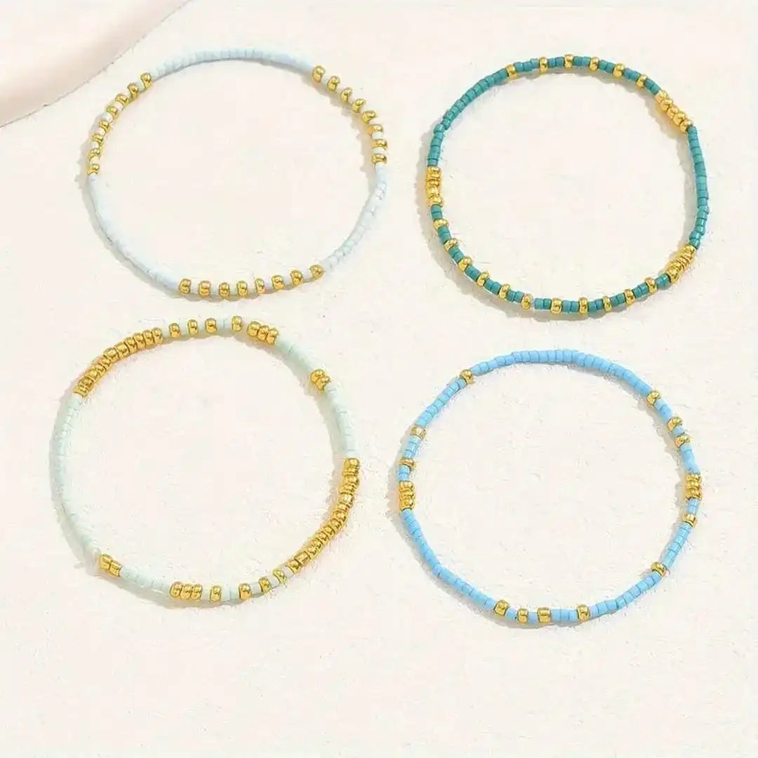 Set de pulseras bohemias chic de turquesa con cuentas – imagen 3