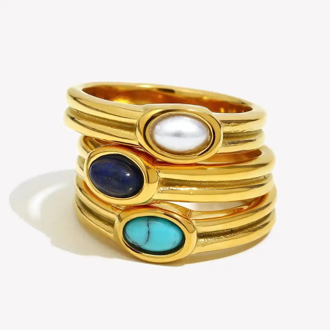 Anillo vintage de oro con piedra natural – imagen 6