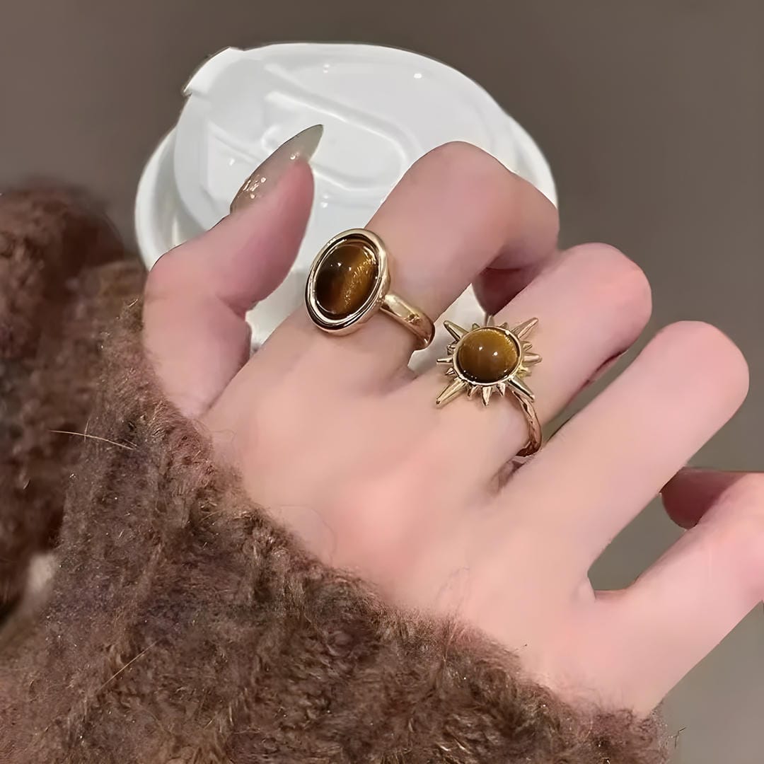 Conjunto de tres anillos dorados Solar — Carmen, Lucía & Rocío