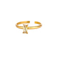 Anillo dorado delicado ajustable con gema de colores – imagen 10