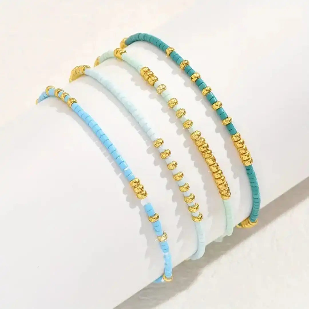 Set de pulseras bohemias chic de turquesa con cuentas – imagen 5