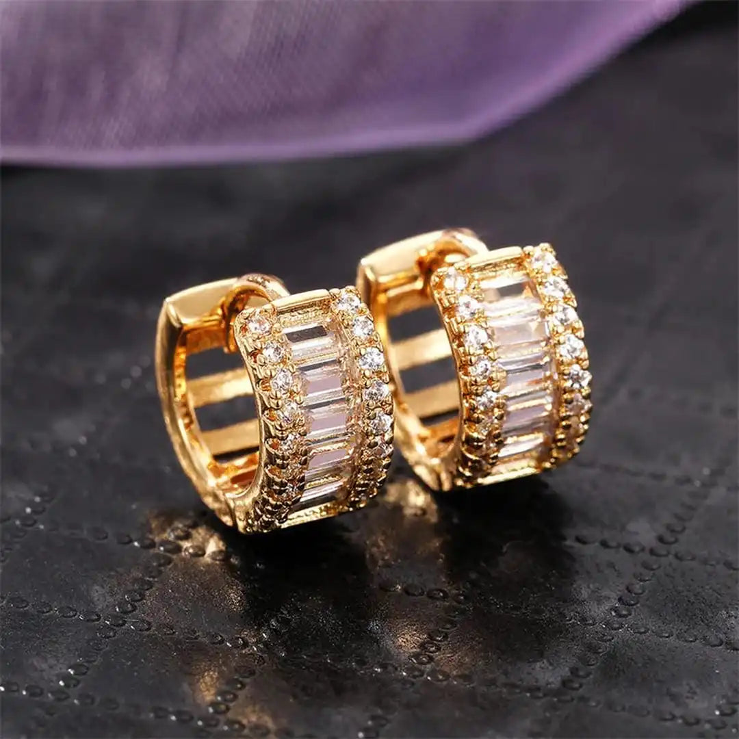 Pendientes mini aro con circonitas talla baguette