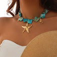 Collar boho con colgante de estrella de mar de piedra – imagen 2