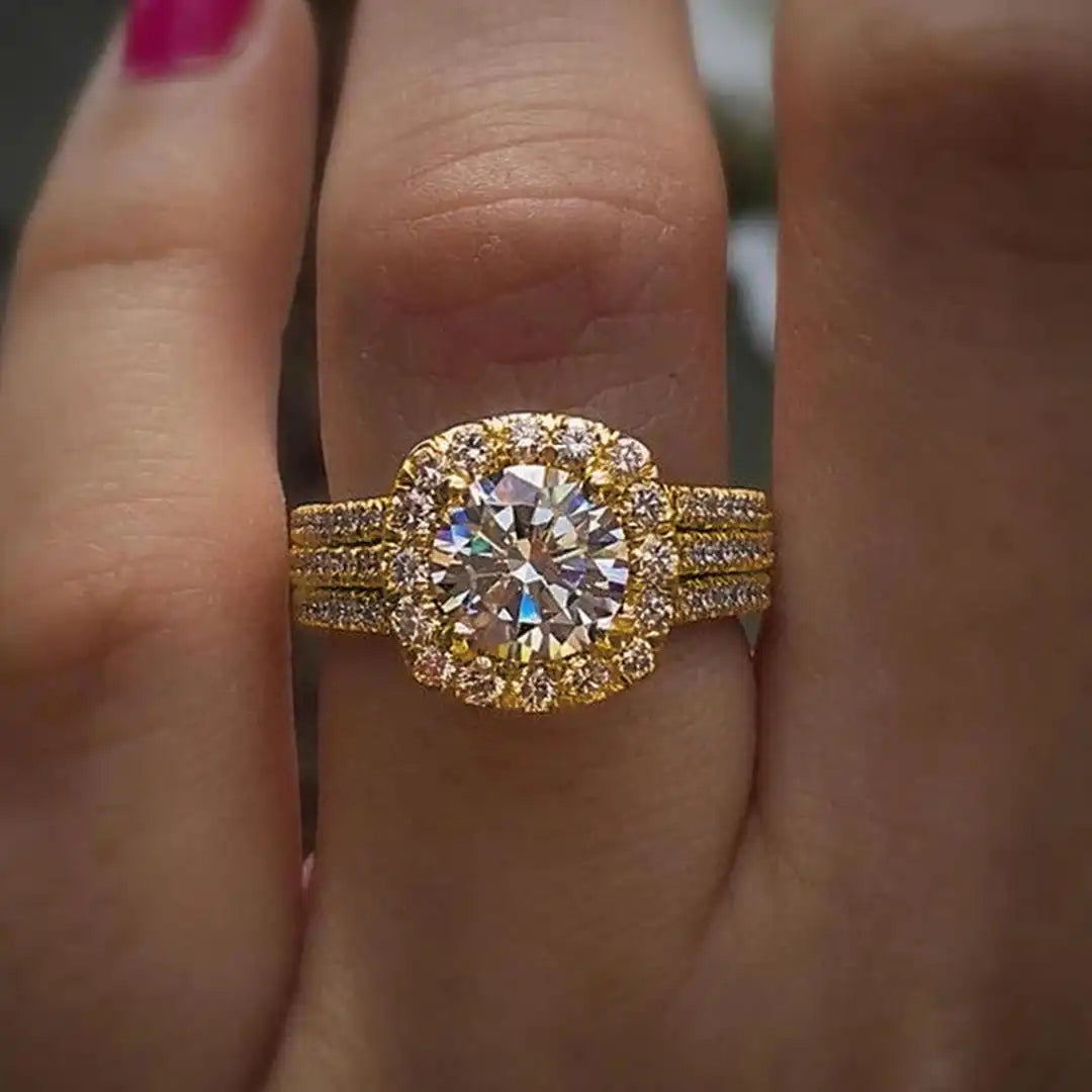 Anillo statement con halo pavé de talla cojín – imagen 4
