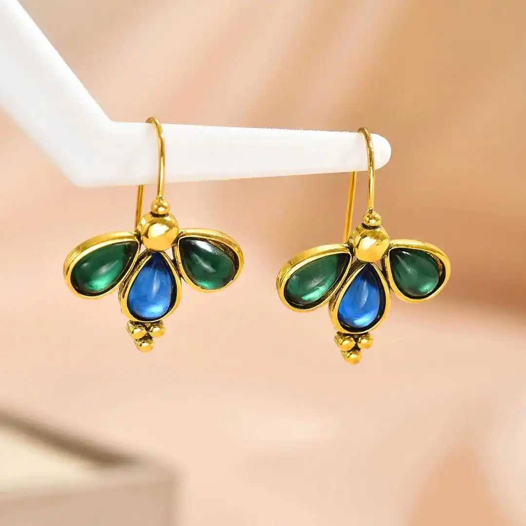Pendientes de gota azul con alas esmeralda – imagen 2