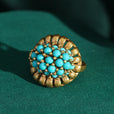 Anillo victoriano de oro con racimo de turquesa