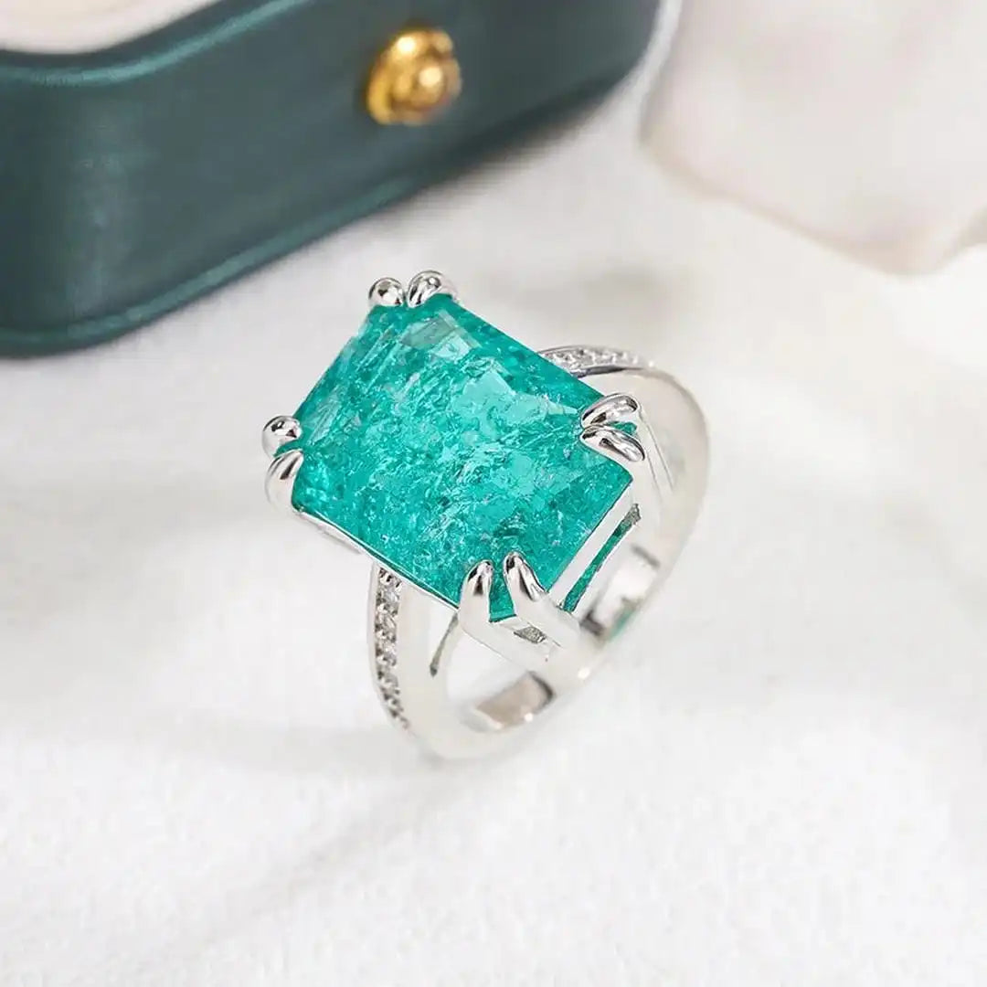 Anillo de moissanita azul verdosa exquisito – imagen 4
