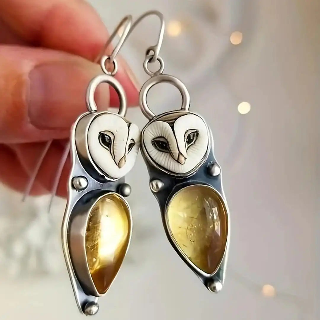 Pendientes vintage de búho en plata