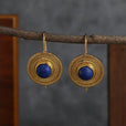 Pendientes colgantes redondos de piedra azul