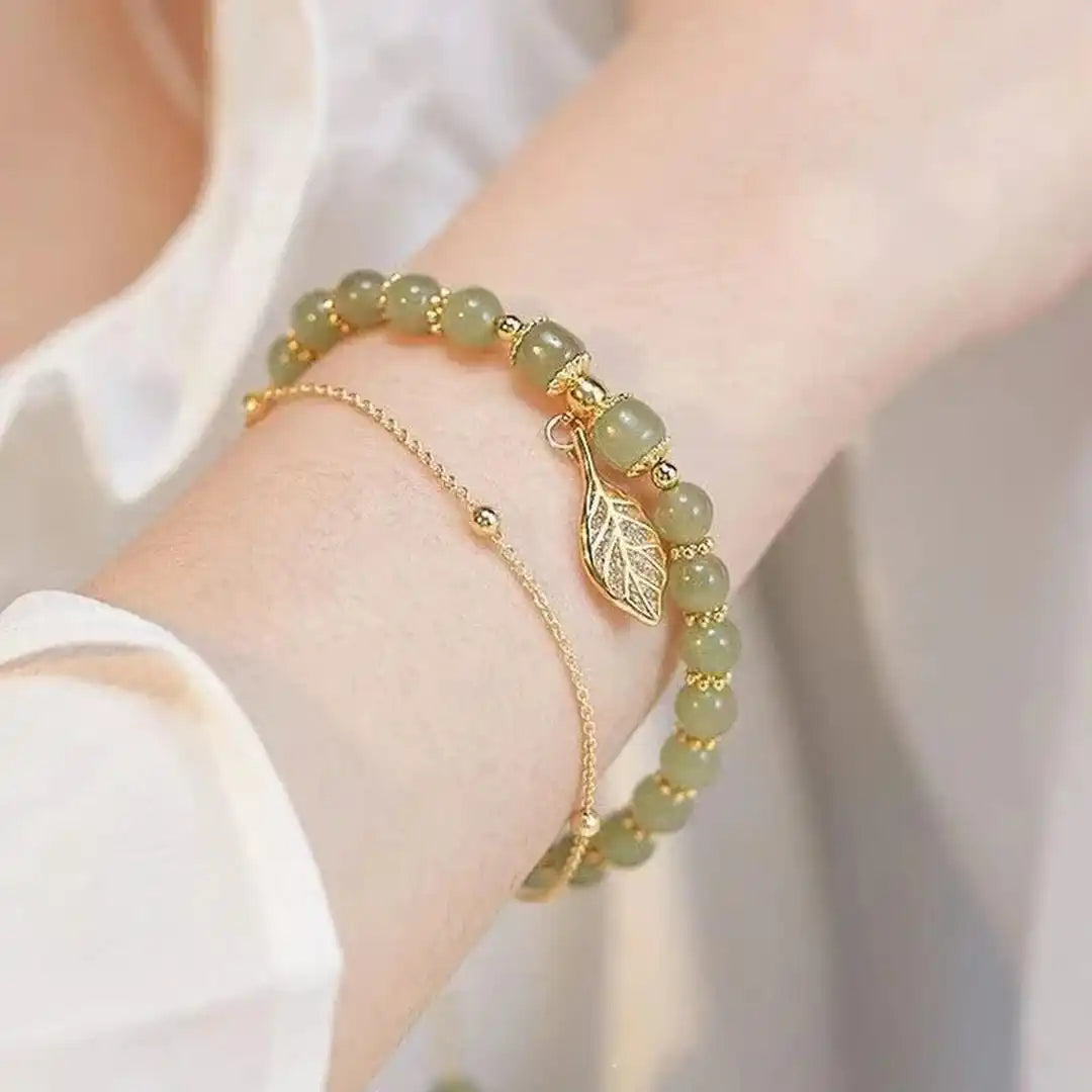 Exquisita pulsera de oro con jade verde – imagen 3
