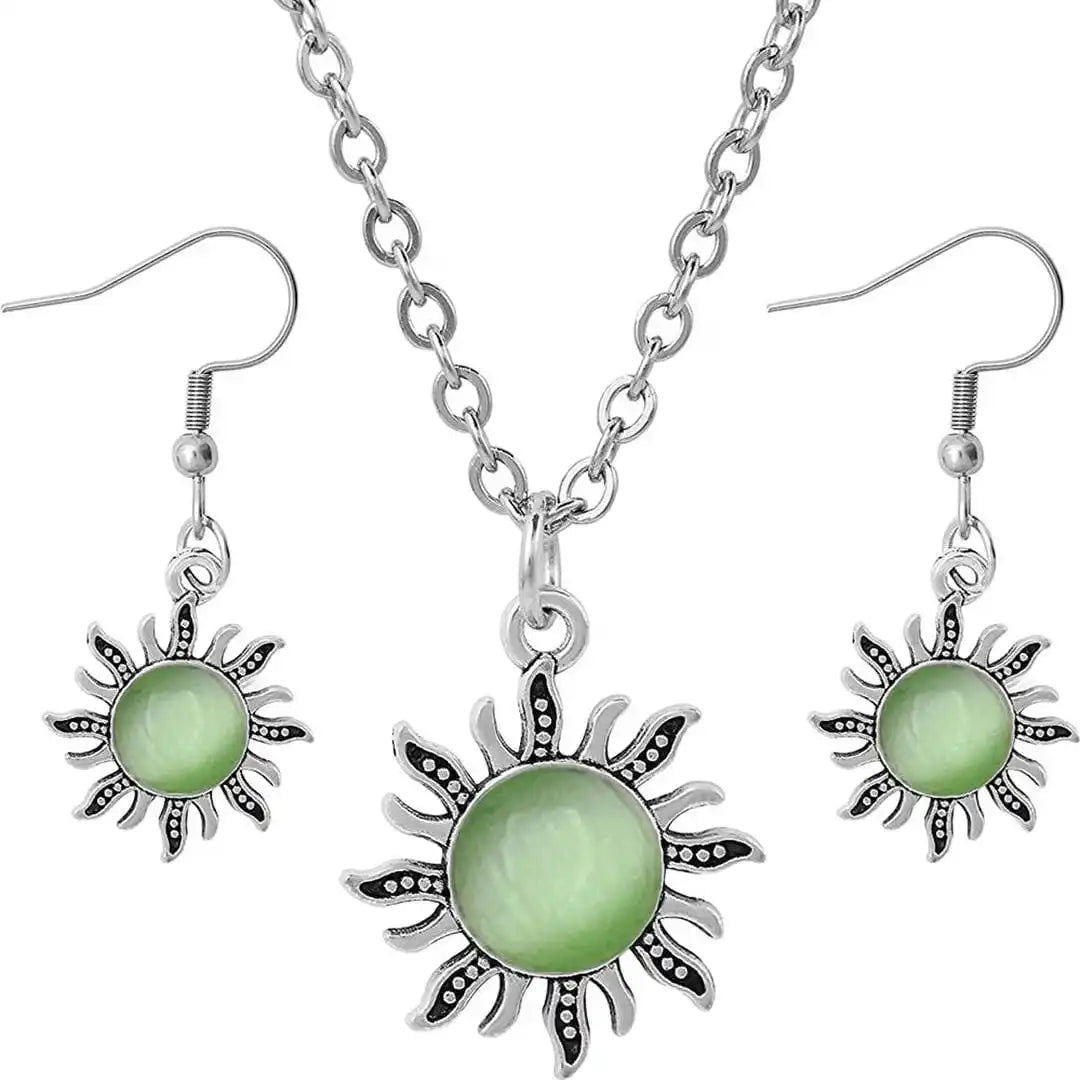 Conjunto de collar de ojo de gato con destello solar — Carmen, Lucía & Rocío