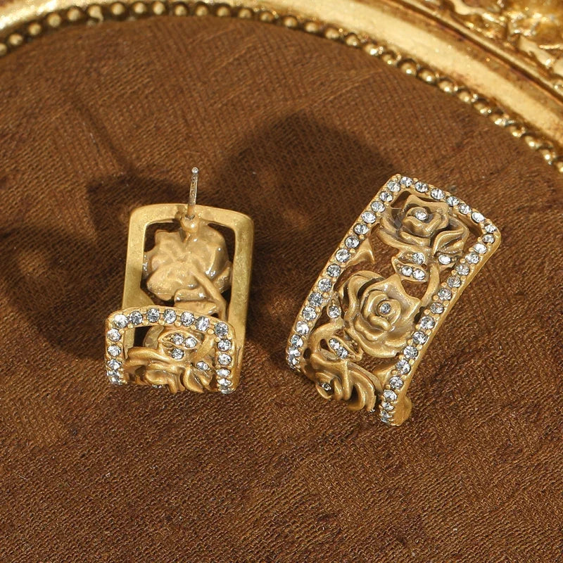 Pendientes de cristal pavé en rosa de lujo – imagen 2