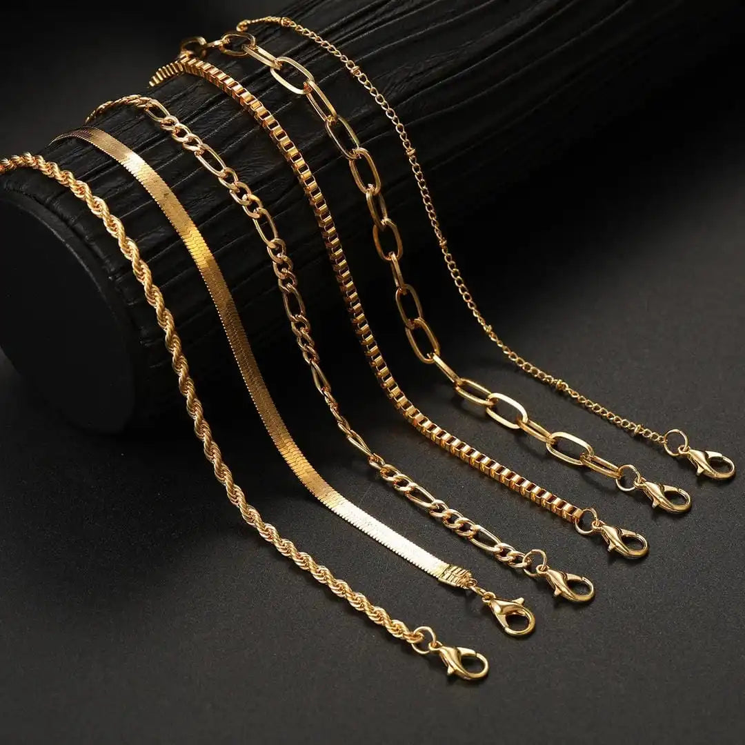 Set de pulseras bohemio retro de eslabón cubano – imagen 3