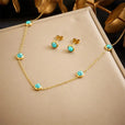 Set bohemio de collar, pendientes y pulsera en plata con turquesa – imagen 2