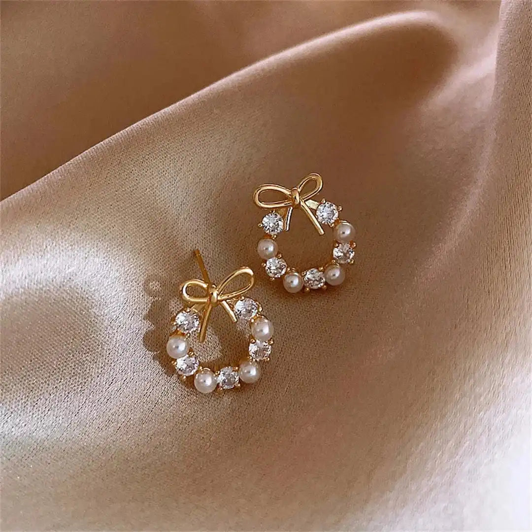 Pendientes de lazo y perla circular – imagen 2