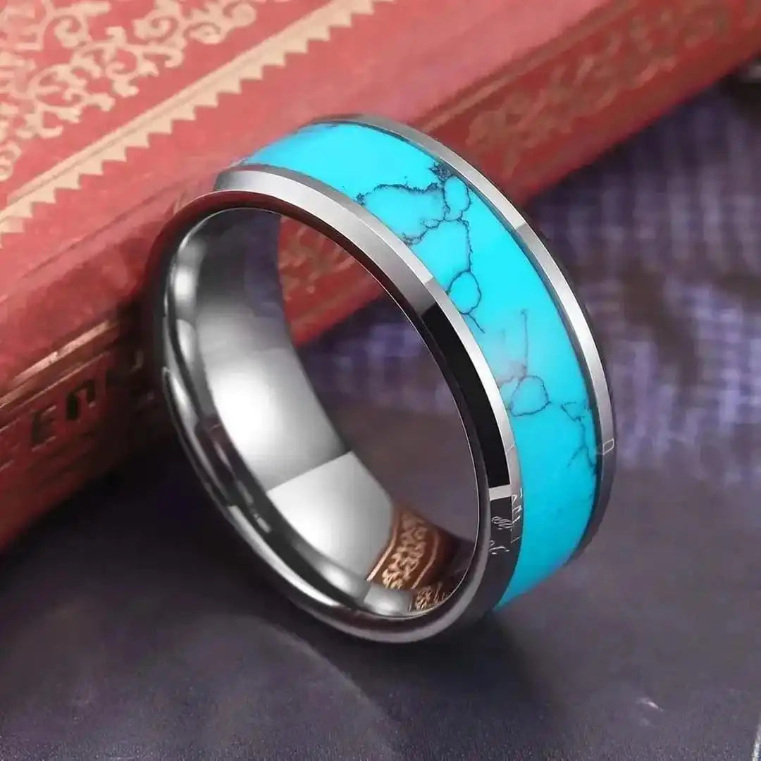 Anillo de turquesa con incrustación de plata – imagen 3