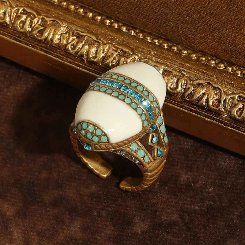 Anillo de ópalo blanco esmaltado – imagen 3