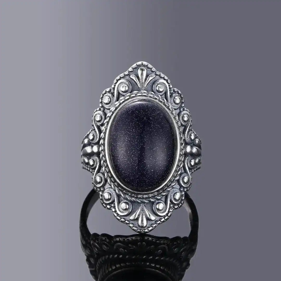 Anillo vintage de plata ornamentado ovalado – imagen 5