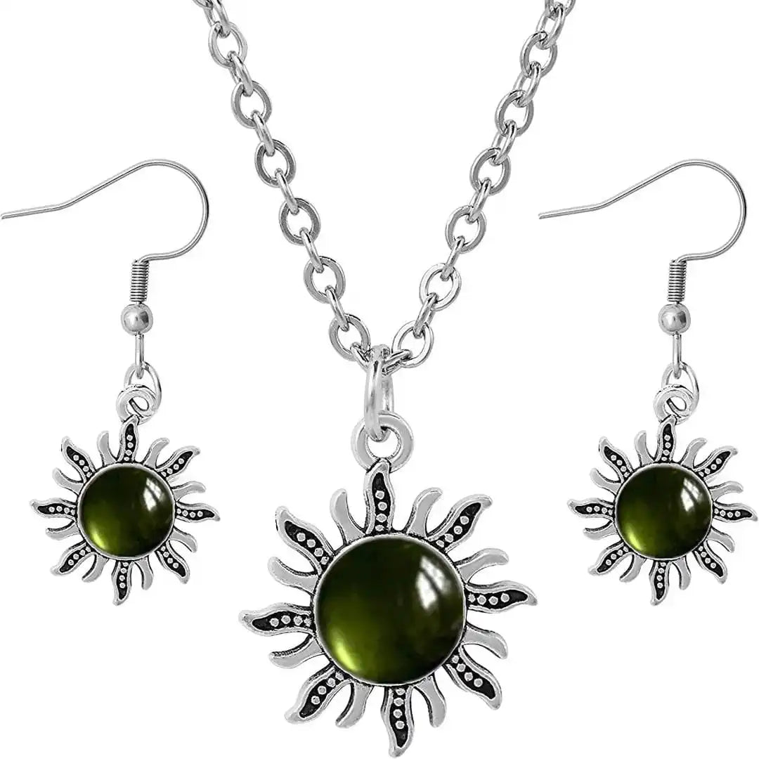 Conjunto de collar de ojo de gato con destello solar — Carmen, Lucía & Rocío