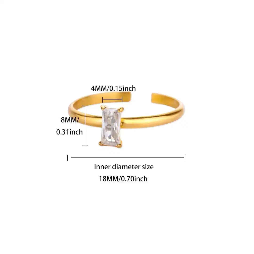 Anillo dorado delicado ajustable con gema de colores – imagen 16