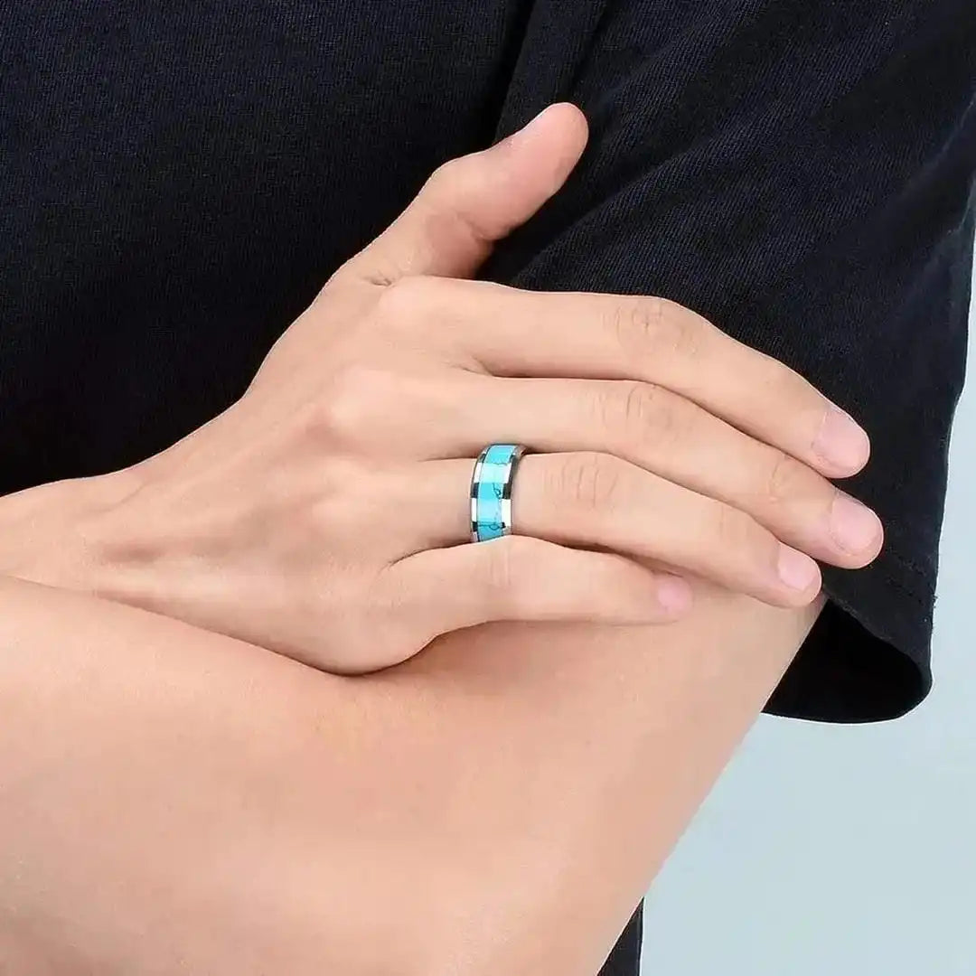 Anillo de turquesa con incrustación de plata – imagen 4