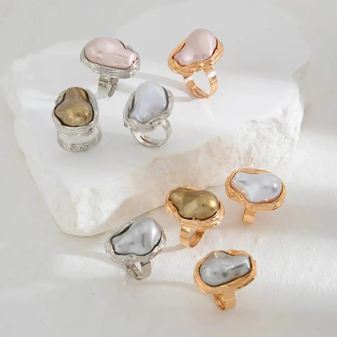 Anillos de cóctel con perla barroca gruesa – imagen 4