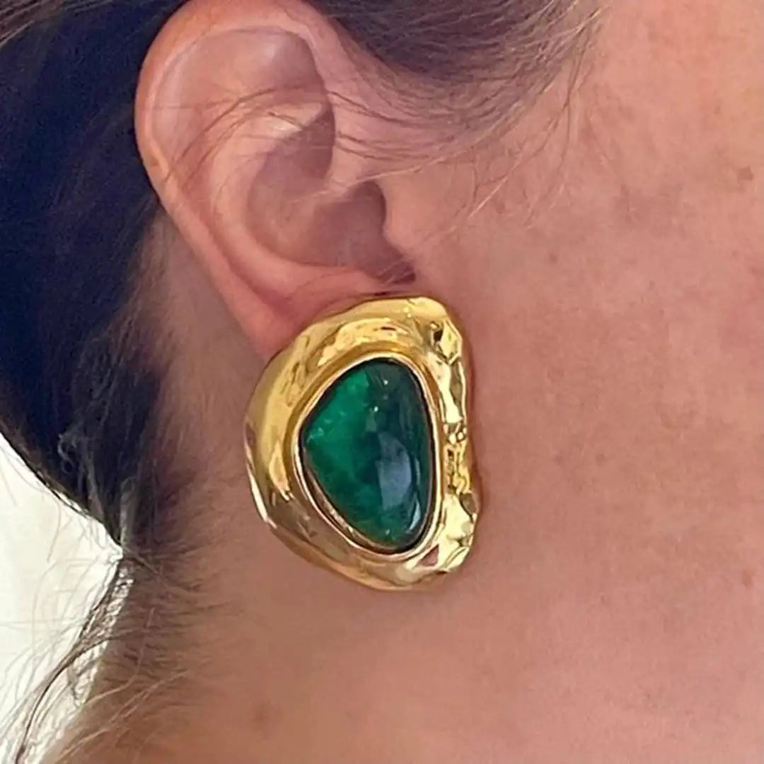 Pendientes de botón gruesos en verde esmeralda – imagen 4