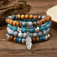 Pulsera bohemia turquesa de cuentas con pluma