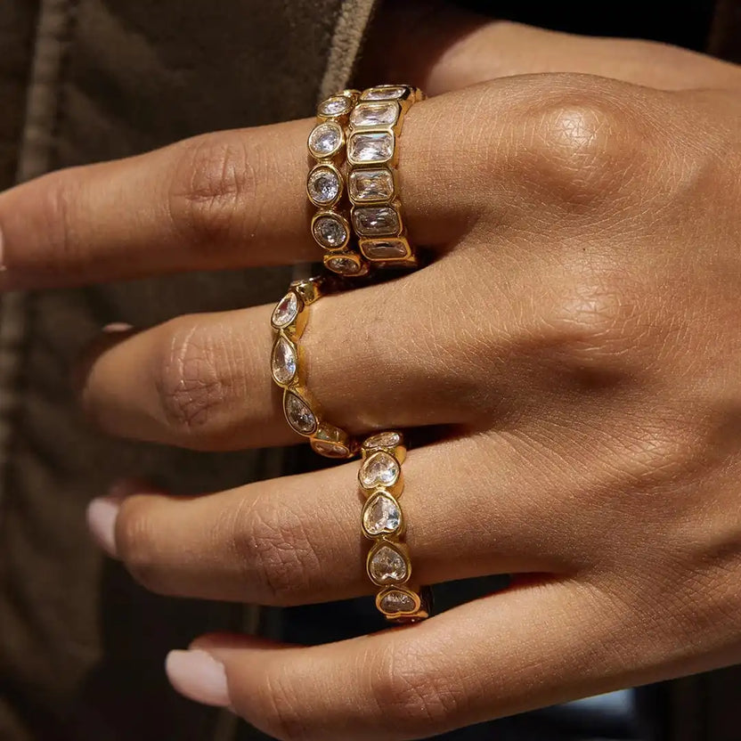 Set variado de anillos de circonita talla baguette