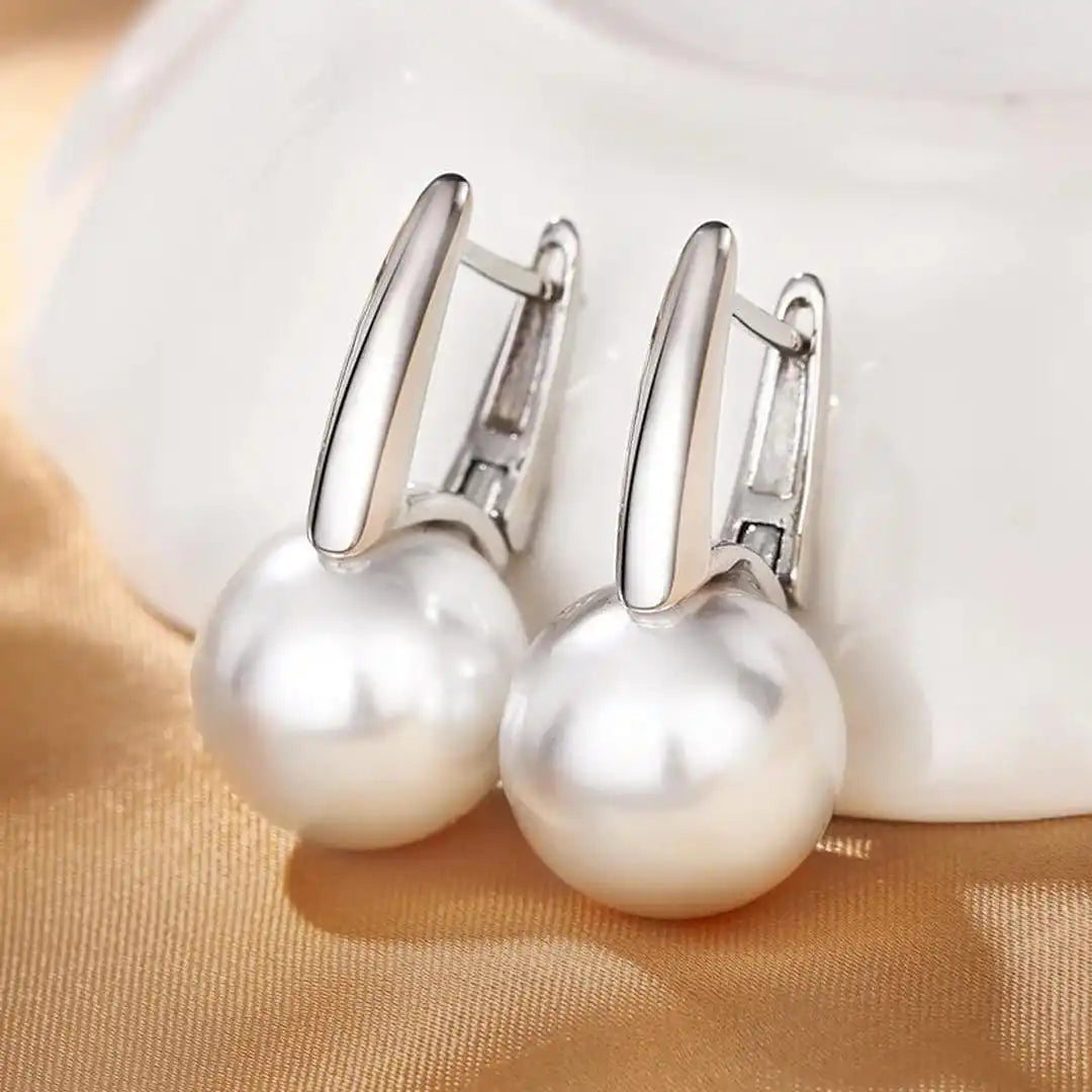 Pendientes vintage de perla dorada – imagen 3