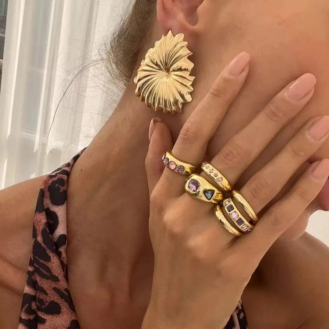 Anillos apilables de cristal rosa XL – imagen 5