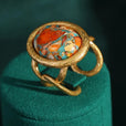 Anillo náutico radiante de turquesa y oro