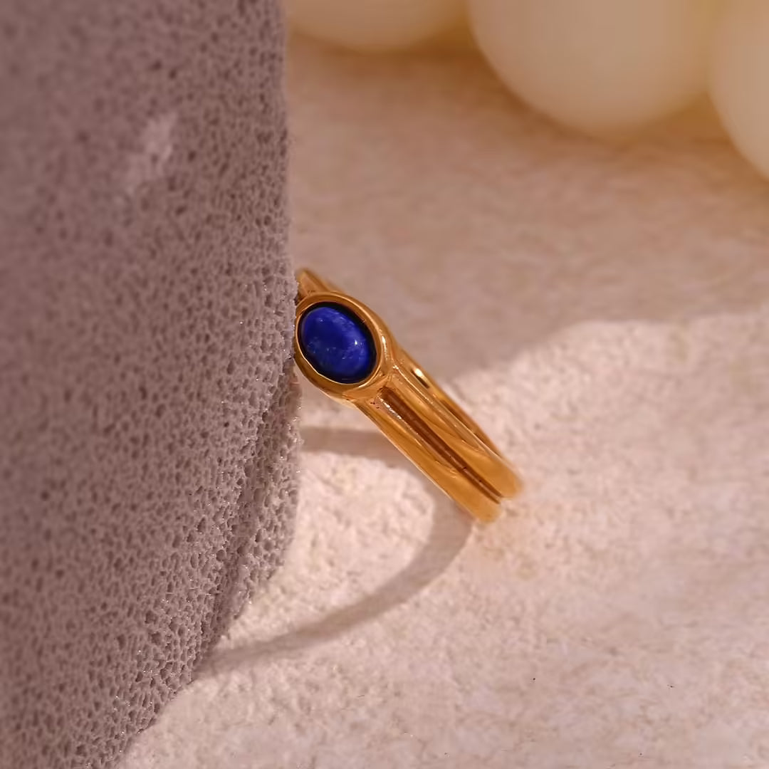 Anillo vintage de oro con piedra natural – imagen 5