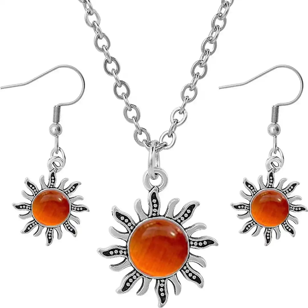 Conjunto de collar de ojo de gato con destello solar — Carmen, Lucía & Rocío