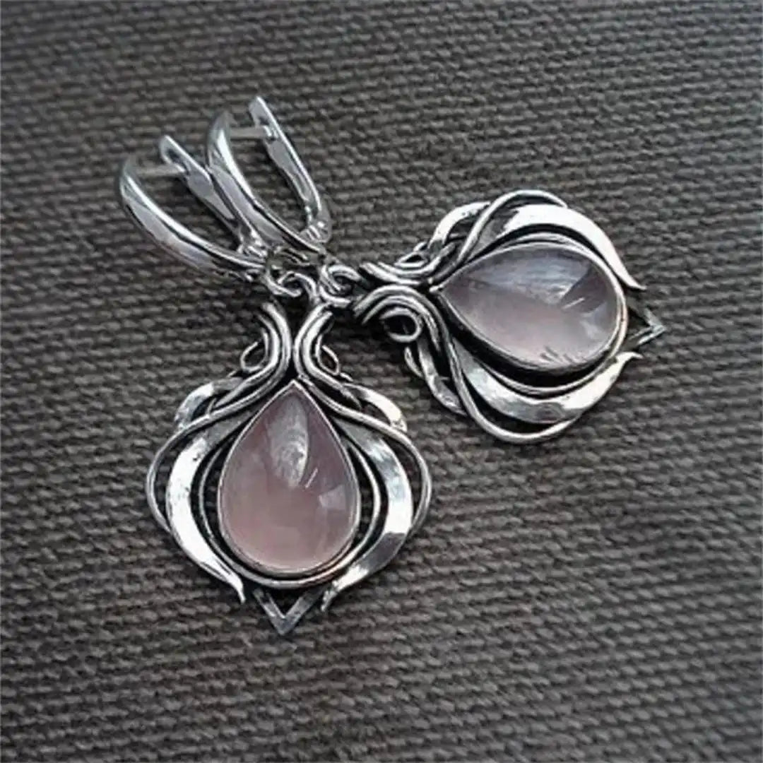 Pendientes vintage con piedras rosas – imagen 2