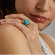 Anillo victoriano de oro con racimo de turquesa – imagen 3