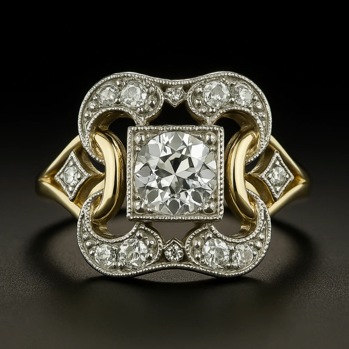 Anillo vintage de circonita dorado – imagen 2