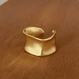 Anillo ancho plano ajustable vintage en oro y plata – imagen 3