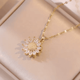 Set de collar y pendientes de girasol en circonita, plata de tendencia – imagen 3